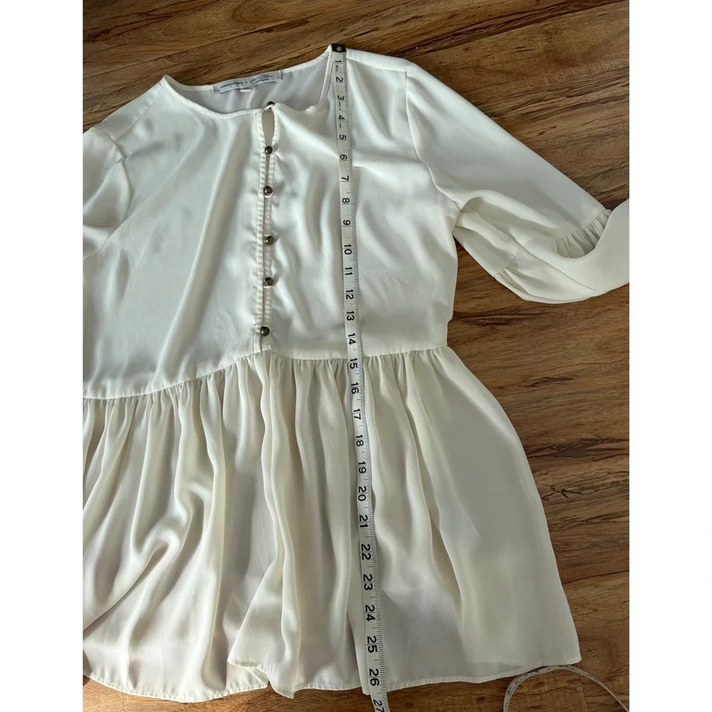 Banana Republic x Olivia‎ Palermo Ivory Peplum Blouse Cream Puff Sleeve Small